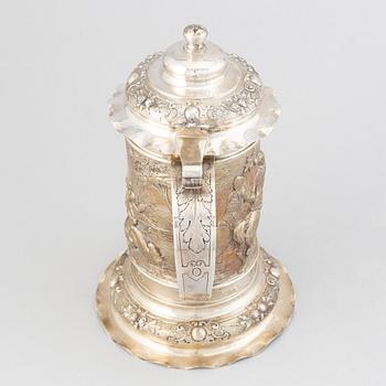 K. Andersson, dryckeskanna, silver, 1800-tal. Barock-stil.