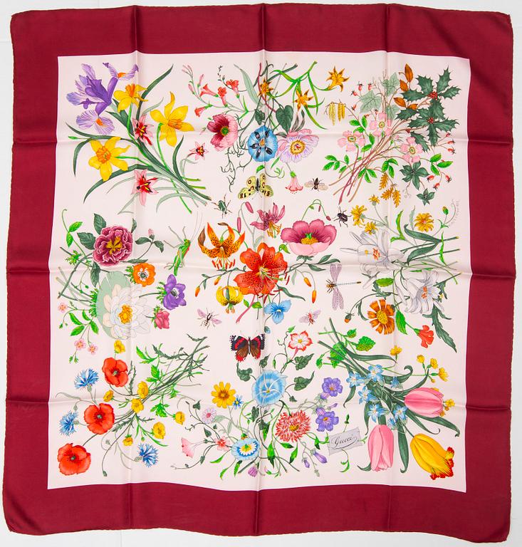 GUCCI, a 'Floral' silk scarf.
