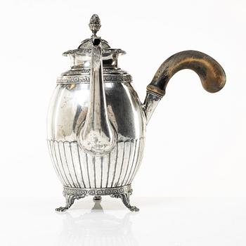 A 19th century Swedish silver coffee pot, marks of A.F.Hellman, Uppsala 1837.