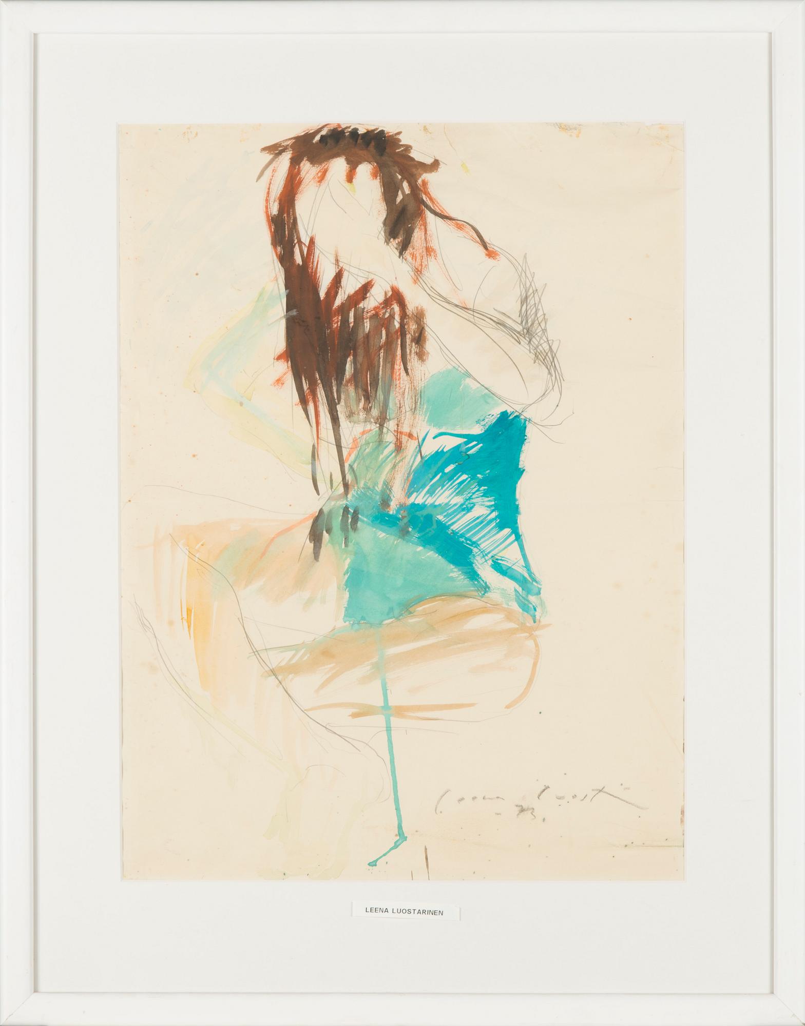 Leena Luostarinen, akvarell, signerad.