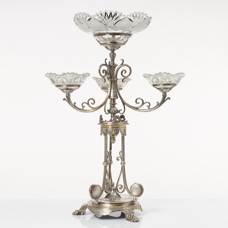 Bordsuppsats, nysilver, Elkington & Co, England, 1862.