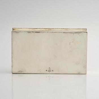 Georg Jensen, cigarrskrin, silver, inredning i trä, Köpenhamn 1918.