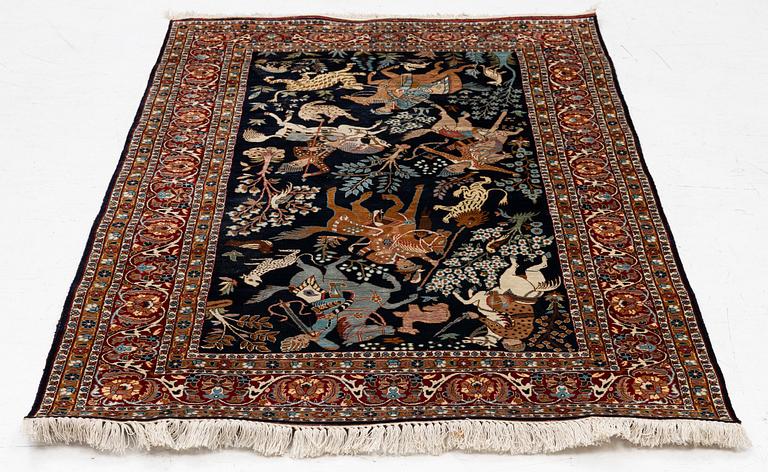 A Kashmir silk rug, c. 168 × 102 cm.