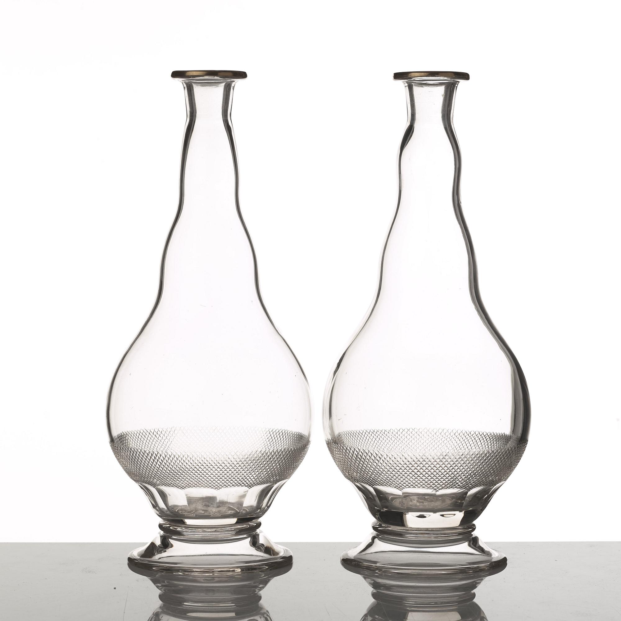 Two Bohemian glass bottles, 20th Century.