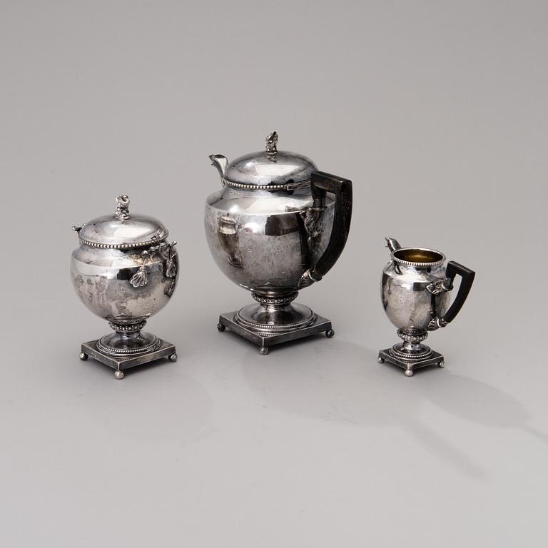 A three piece silver coffee set, Germany ca 1900.