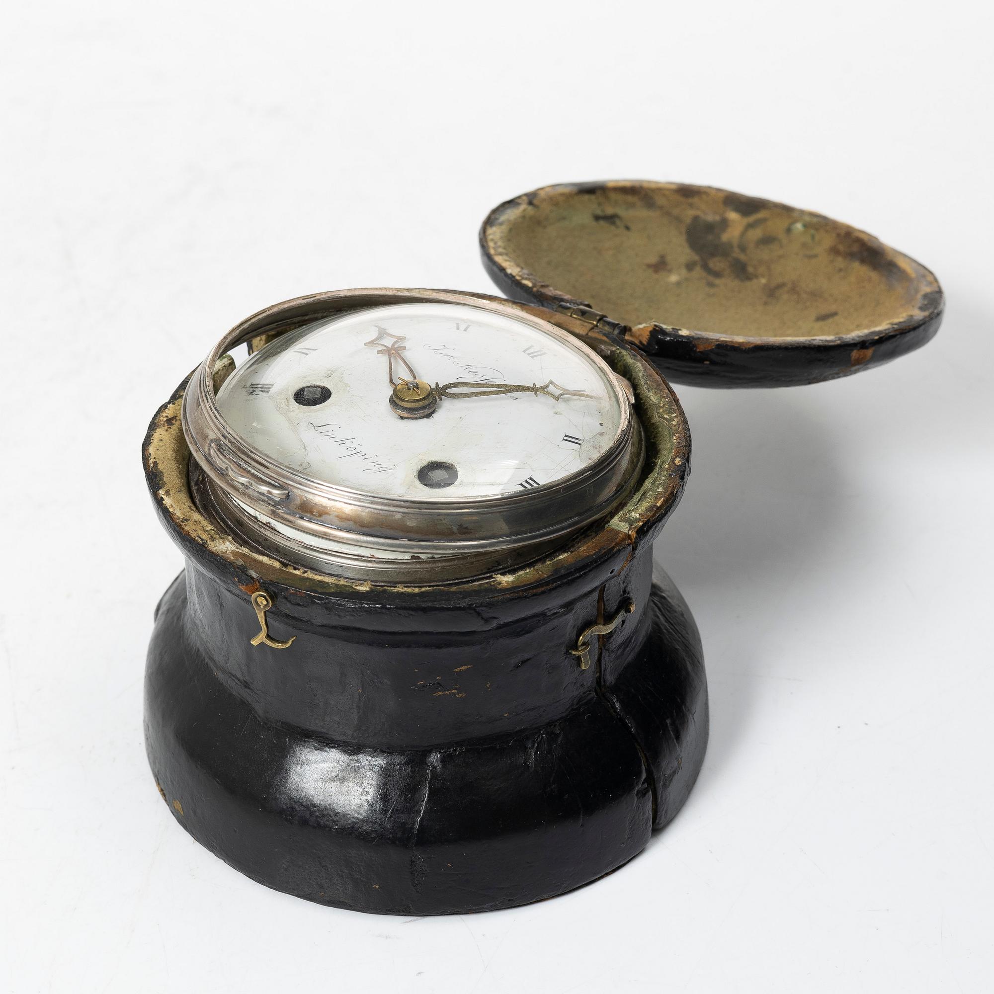 A silver carriage clock by I. Nesselius (watchmaker 1811-46), case by P. G. Strömberg, Linköping 1820.