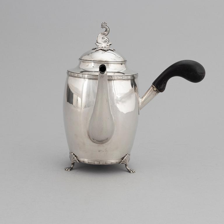 Petter Adolf Sjöberg, kaffekanna, silver, empir, Stockholm 1817.