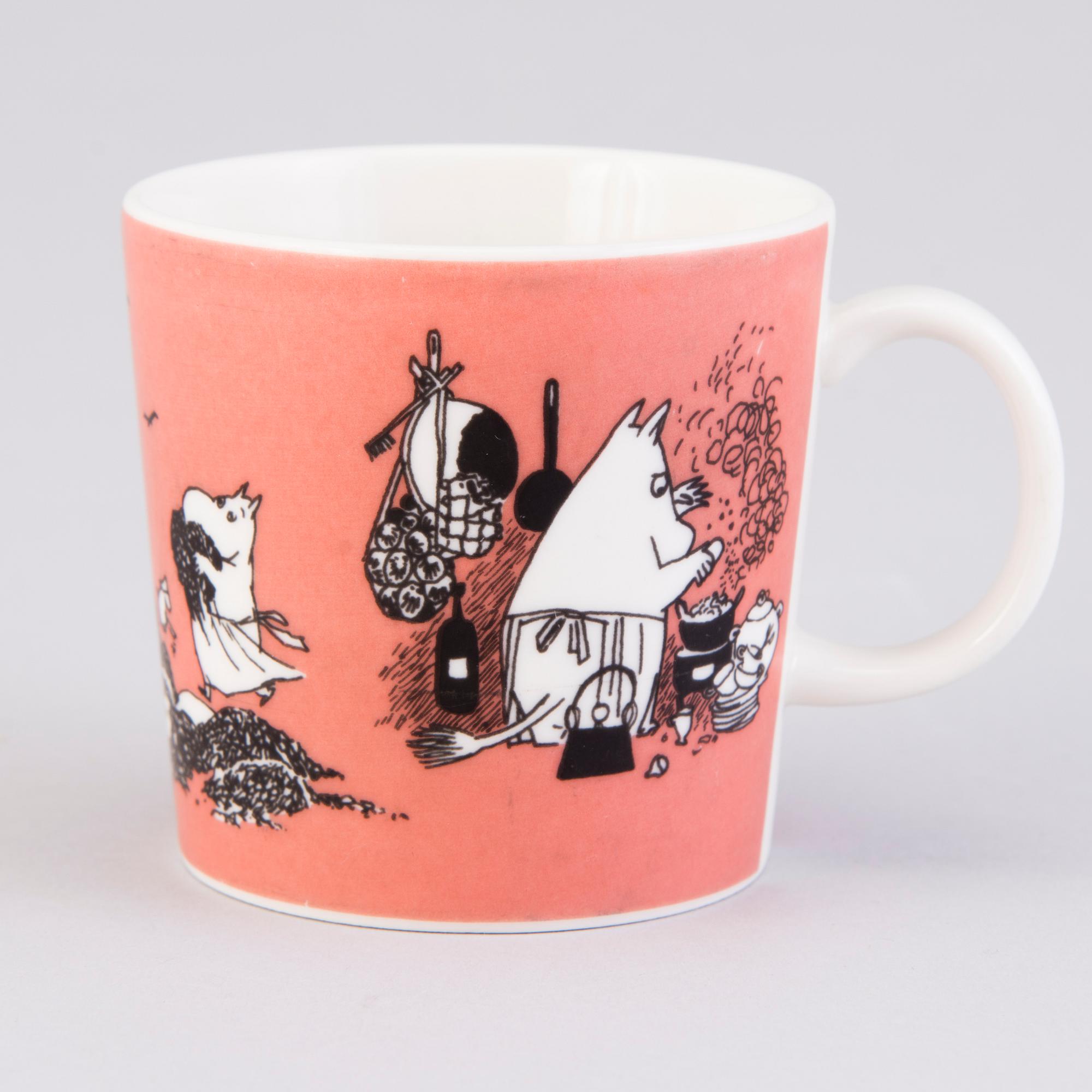 MUMINMUGG, porslin, "Mug mörk rosa",  Moomin Characters, Arabia 1991-1999.
