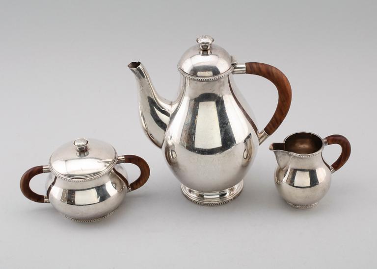 KAFFESERVIS, 3 delar, silver, NSK, 1948. Vikt ca 938 gram.