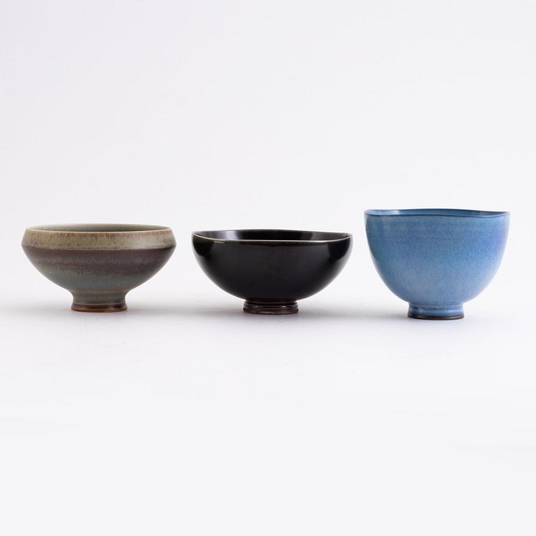 Berndt Friberg, three stoneware bowls, Gustavsberg Studio.