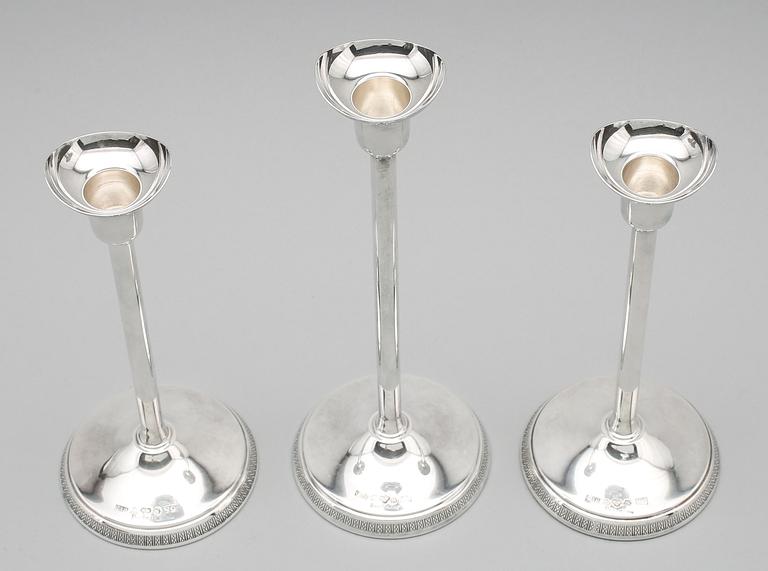 LJUSSTAKAR, 3 st, silver, Ainar Axelsson, GAB, Stockholm 1968.