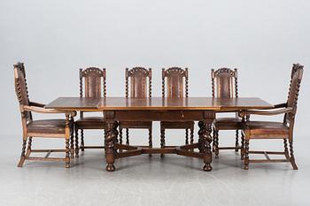 MATSALSMÖBLEMANG, barockstil, 11 delar, omkring 1900.