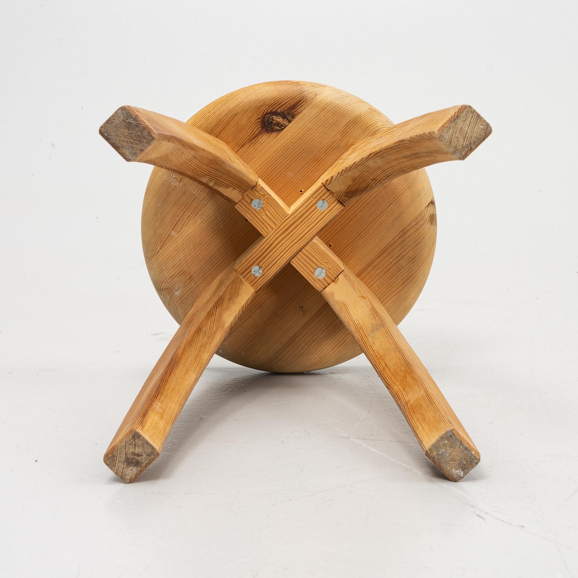 A pine stool, second half of the 20th Century.