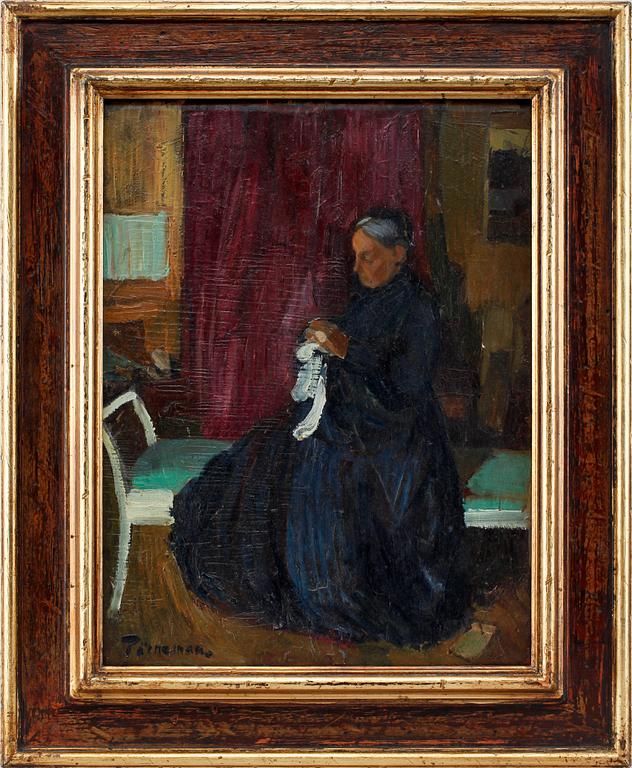 AXEL TÖRNEMAN, olja på pannå, sign.