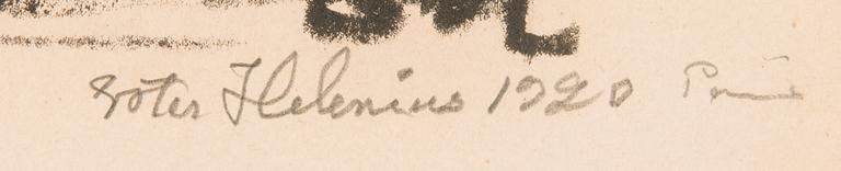 ESTER HELENIUS, litografi ur mappen "La Rotonde", signerad och daterad Paris 1920.