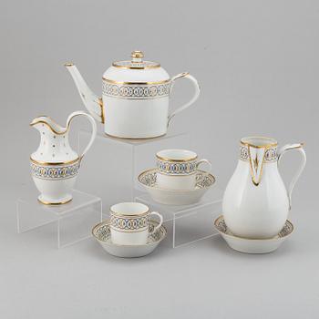 A tete a tete service, Empire, 19th Century. (5 pieces).