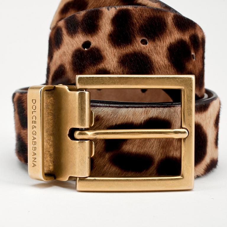 DOLCE & GABBANA, a leo printed pony hair belt.