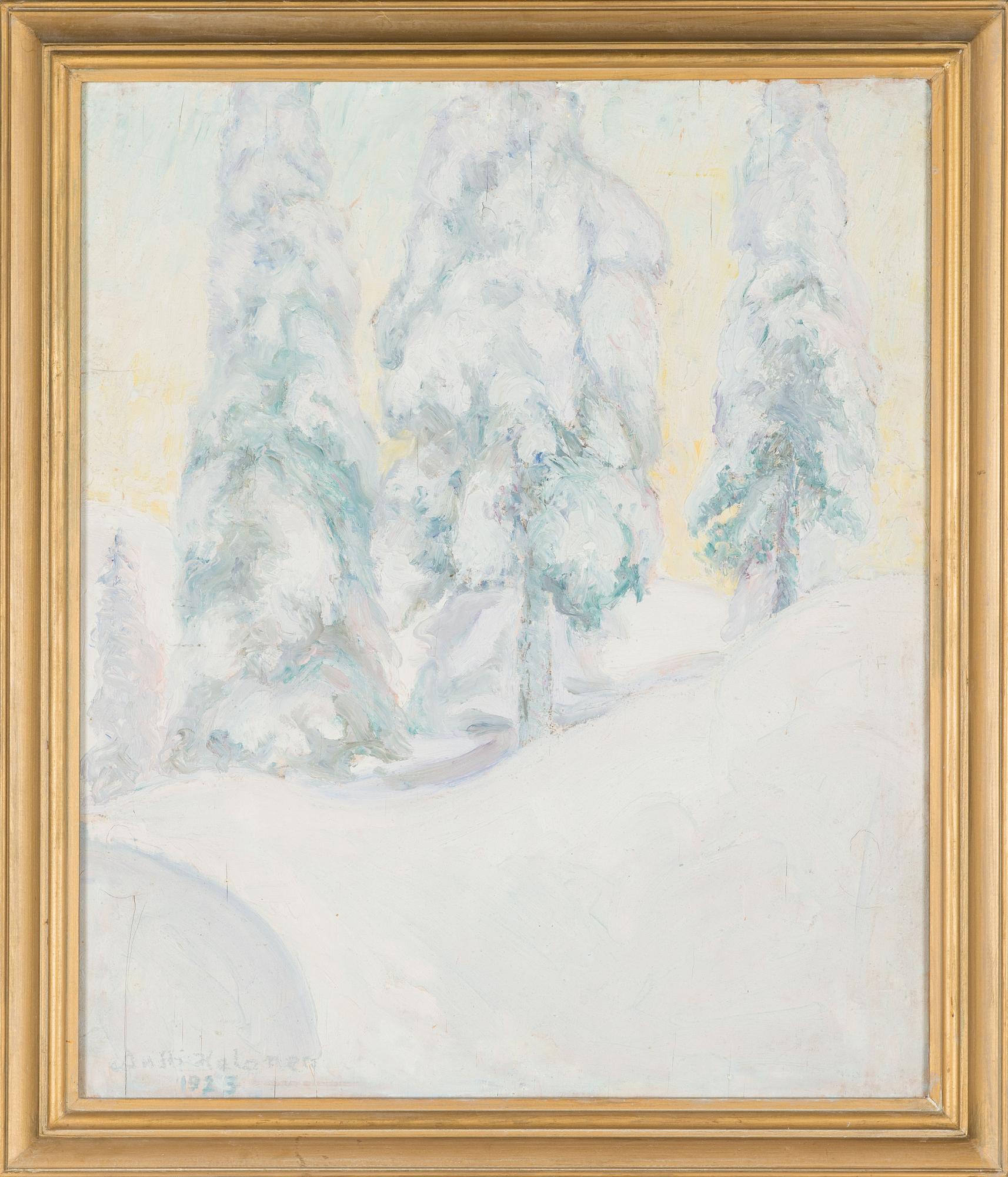 Antti Halonen, öljy levylle, signeerattu ja päivätty 1923.