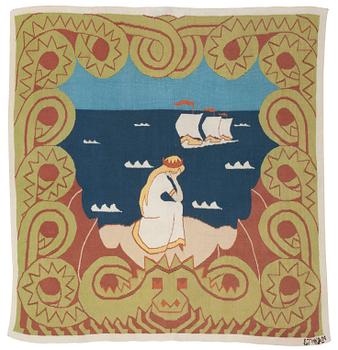 648. TAPESTRY. Tapestry weave (gobelängteknik). 143,5 x 135,5 cm. Signed EvT19KSAL09.