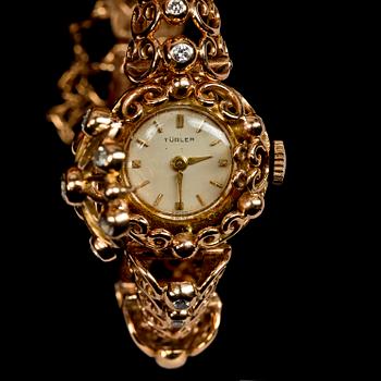 LADIES WRIST WATCH, Türler, brilliant cut diamonds, tot. 0.70 cts.