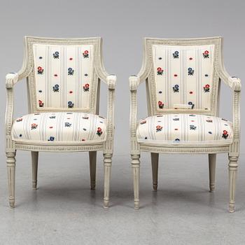 An end of the 18th Century Gustavian pair of armchairs.