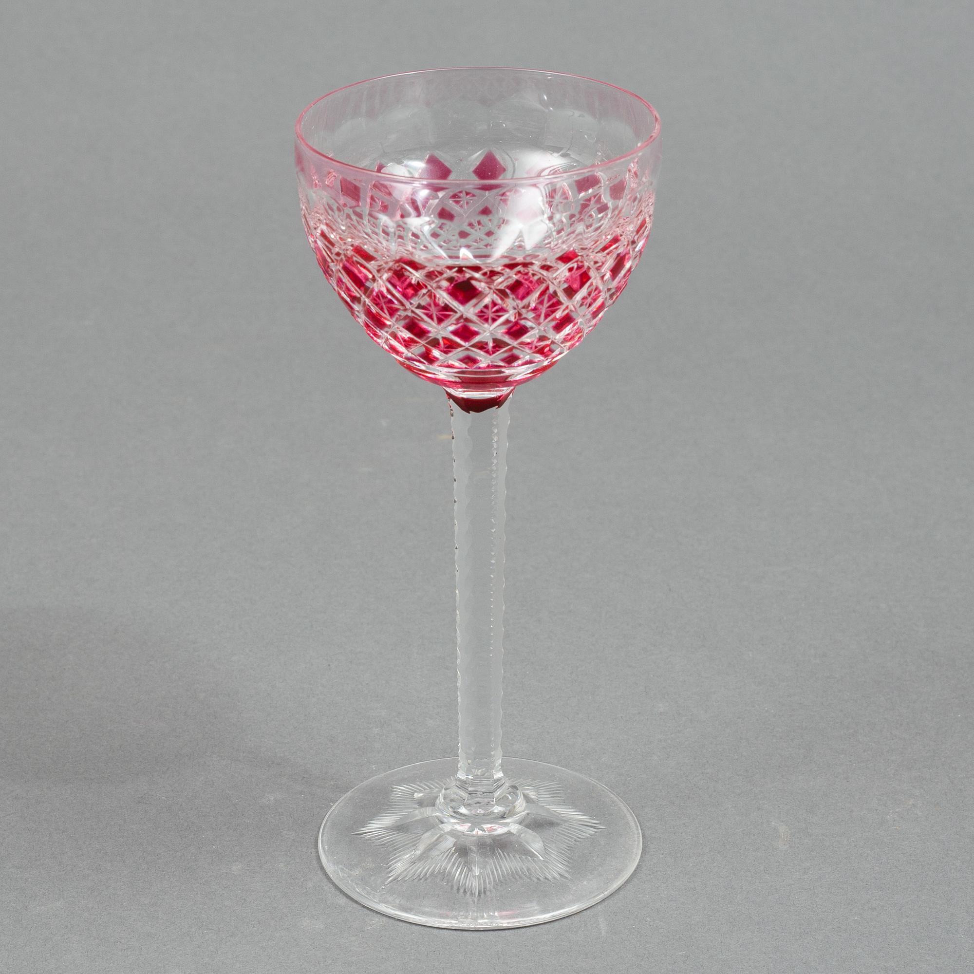 Eleven wine glasses, Bohemian style, 20th Century.