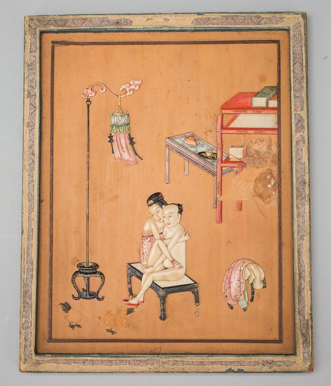 RELIEFER, 4 st, blandteknik, Kina, omkring 1900.