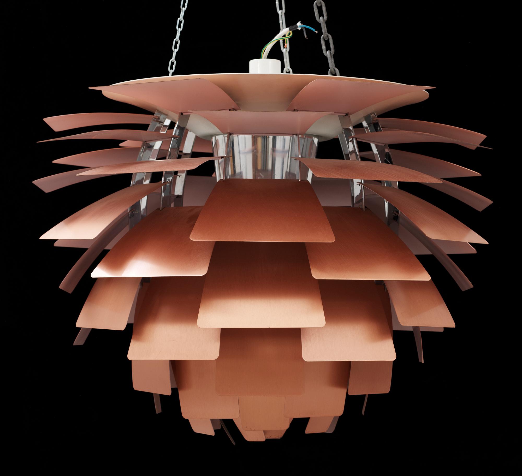 TAKLAMPA, "PH-Kotte", Poul Henningsen för Louis Poulsen. 1900-talets andra hälft. Diam 84, H 72.