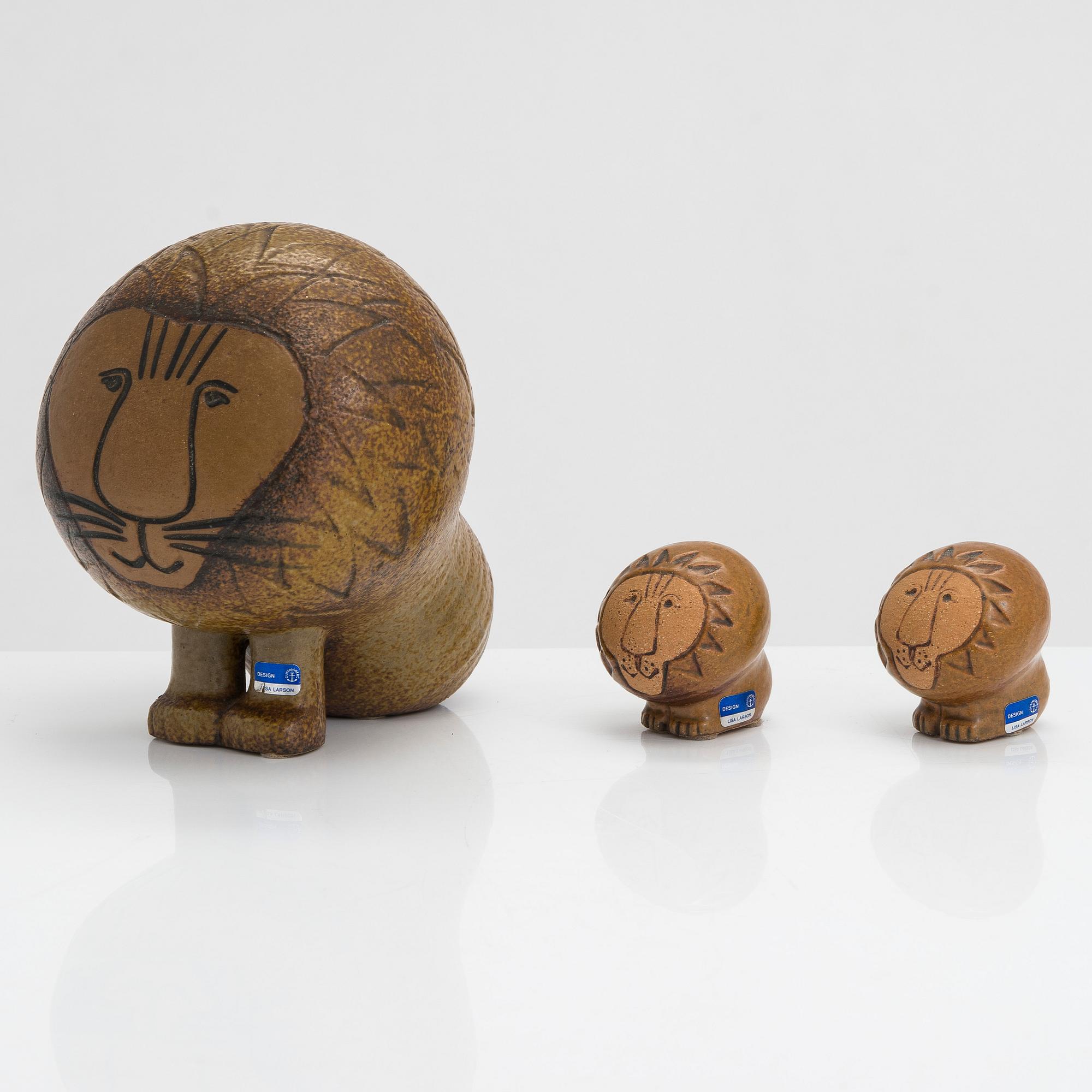 Lisa Larson, a set of three stoneware figurines, Gustavsberg.