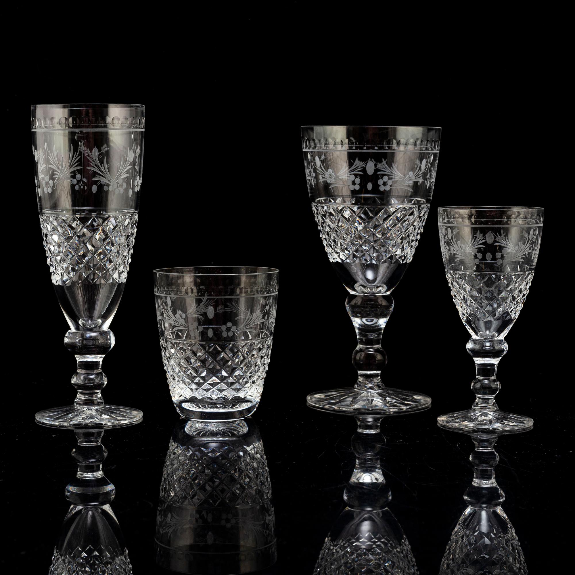 45 psc glass 'Elvira Madigan' by Kosta Boda, Sweden.