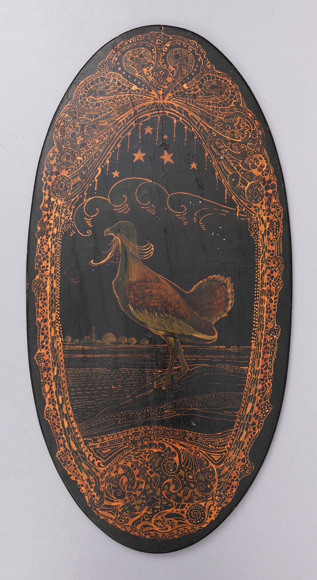 VÄGGPANEL, målad dekor, möjligen Ryssland, 1800-/1900-tal.