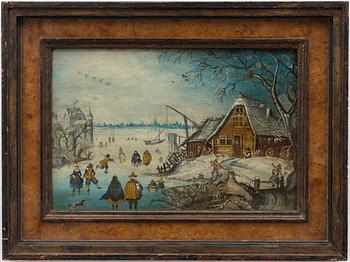 Pieter Brueghel dy, in the manner of, Winter scene with skaters.