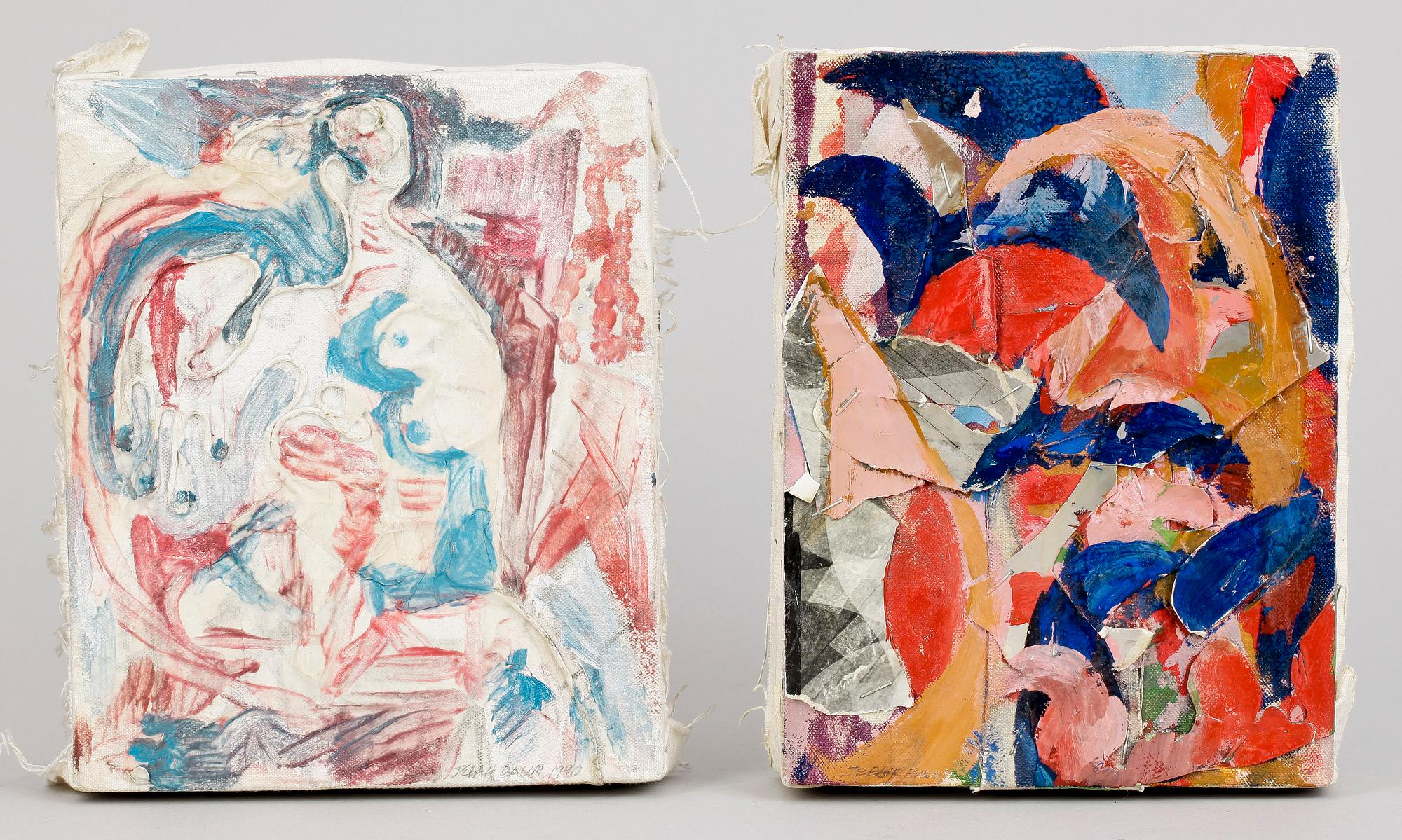 JEBAH BAUM, 2 st, blandteknik på kartong, sign o dat 1990.