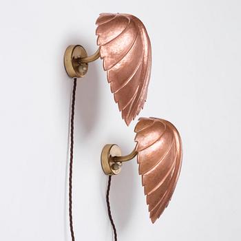 Hans Bergström, vägglampor 1 par, modell "C443", ateljé Lyktan, Åhus 1940-tal.