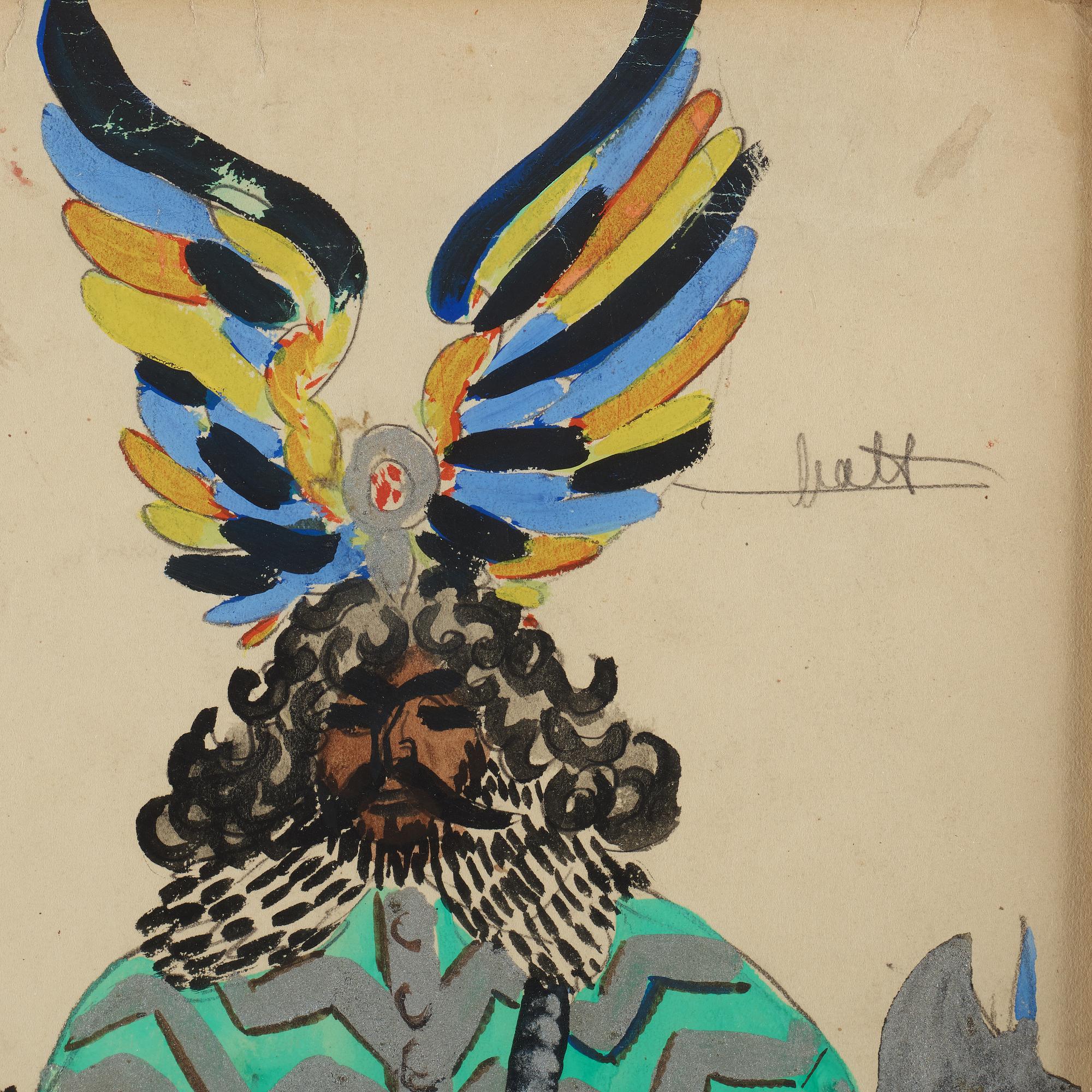 ISAAC GRÜNEWALD, gouache på papper, signerad.
