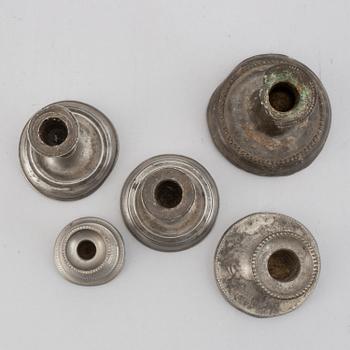 LJUSSTAKAR, 5 st, tenn, 1800-tal.