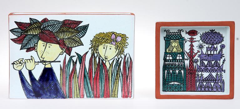 VAS samt FAT, fajans, "Karneval", Stig Lindberg, Gustavsberg studio, 1950-tal.