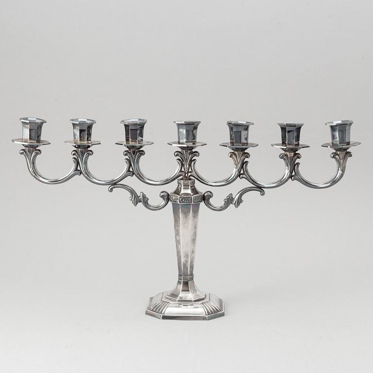 A Finnish silver candelabra for seven candles, Turku, 1977.