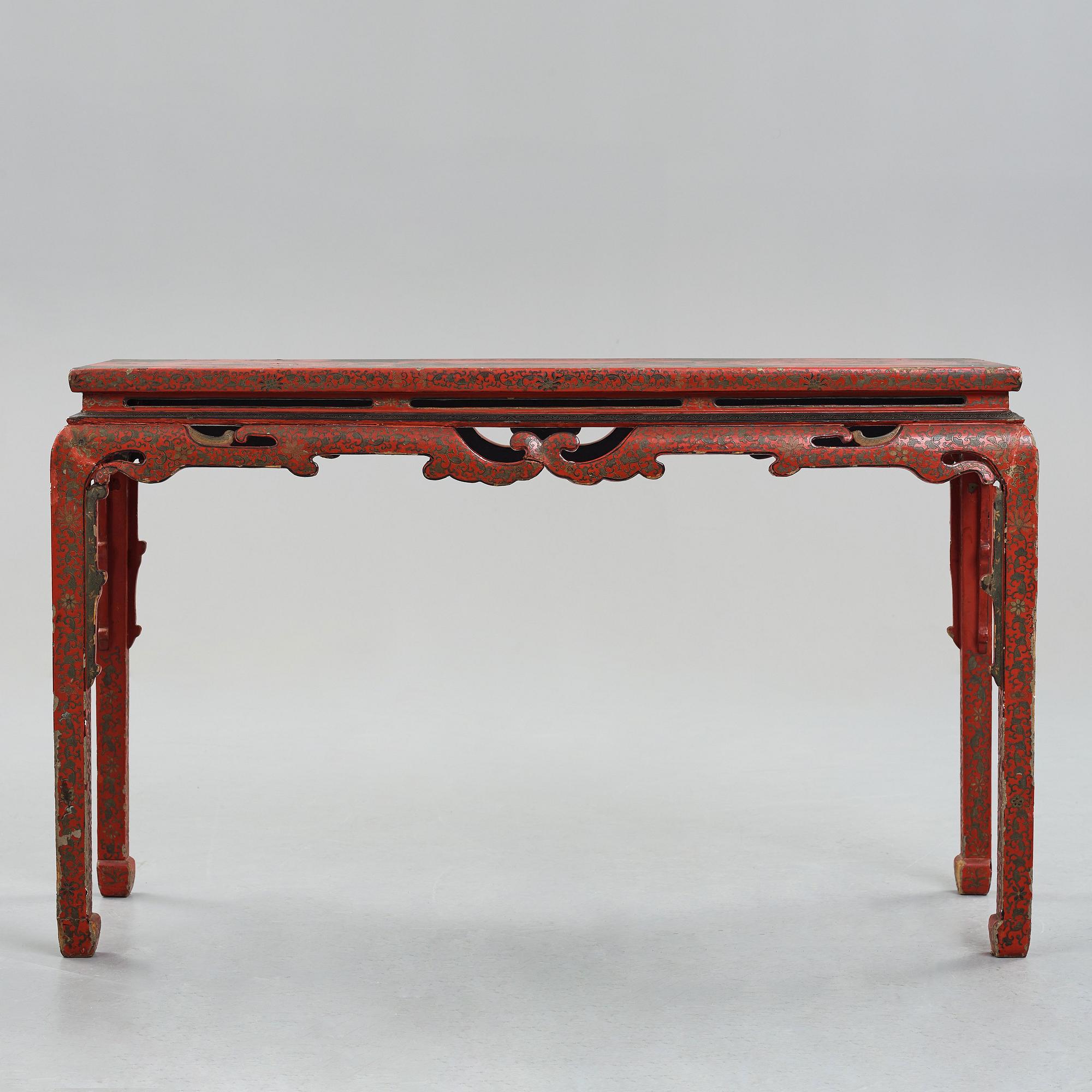 A Chinese lacquered table, Qing dynasty (1664-1912).