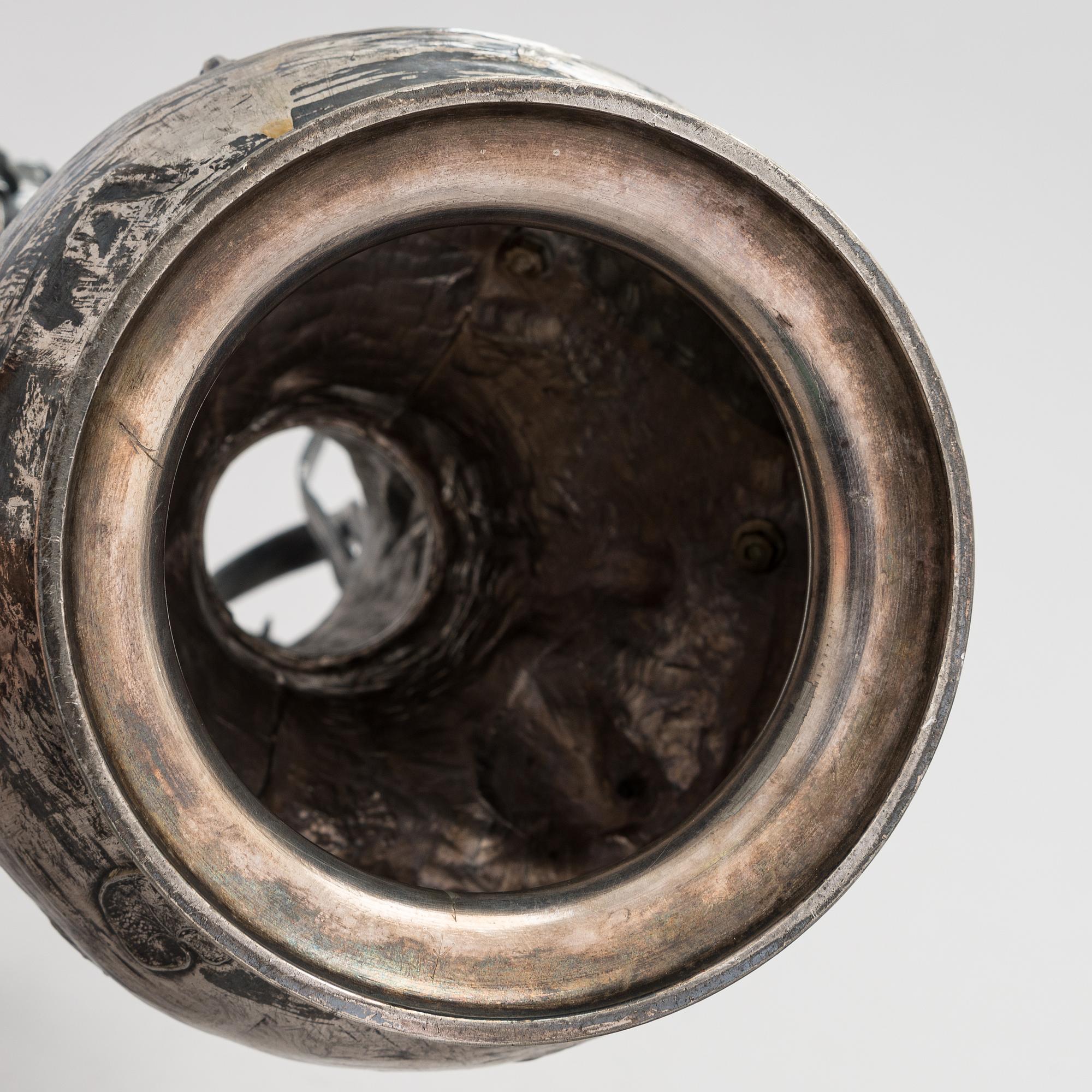 Vaser, 2 st, försilvrad metall, art nouveau, WMF, 1900-talets början.
