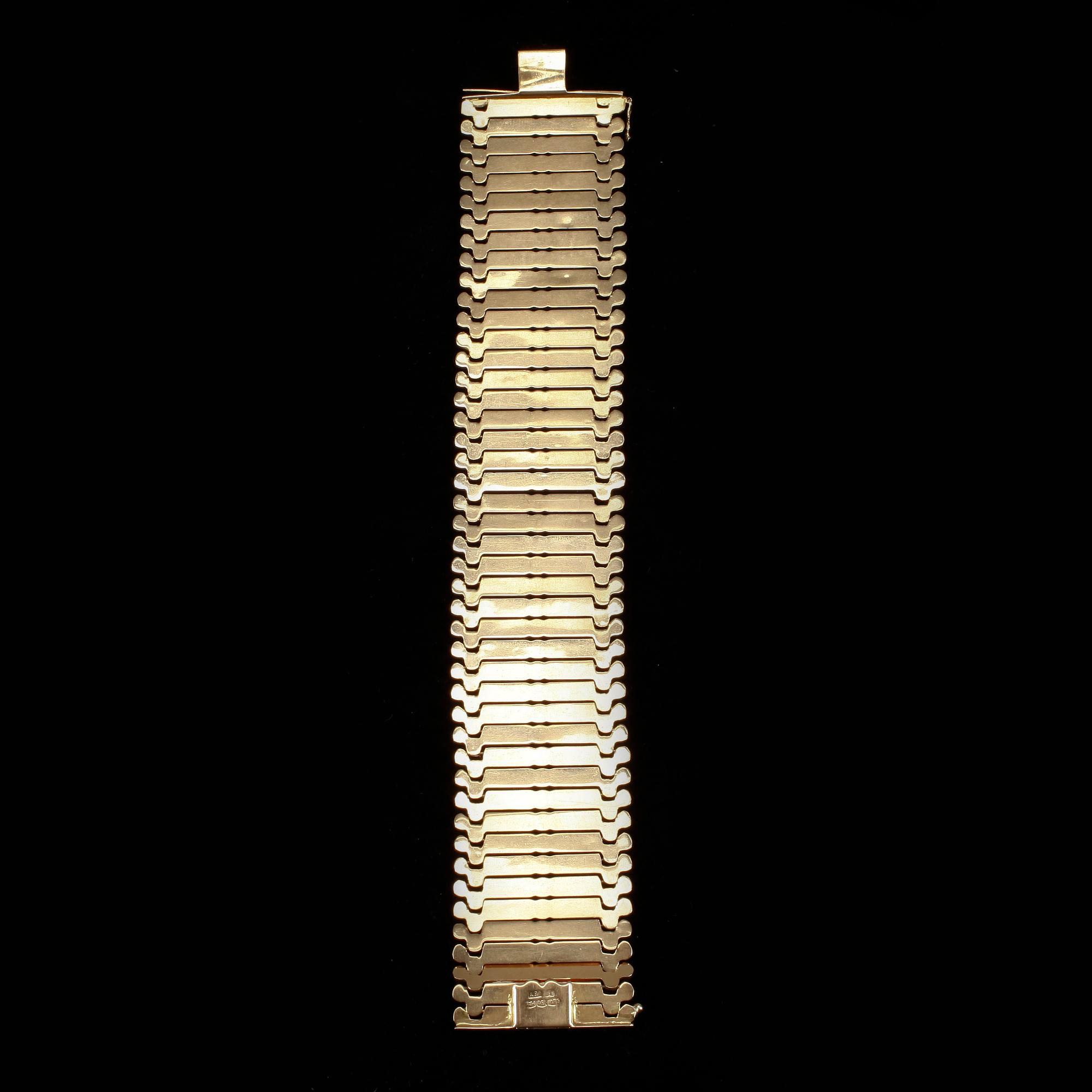 ARMBAND, guld 18K, stämplad Brevet, 1950-60-talet. Vikt 67 gram.
