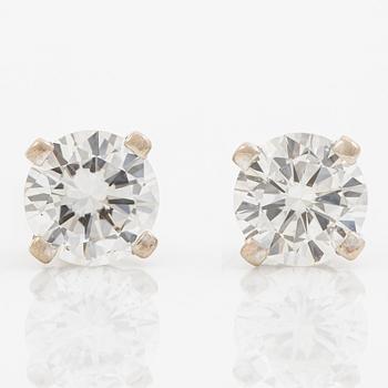 Earrings, Strömdahls, 18K white gold with round brilliant-cut diamonds, total approx. 0.38 ct.