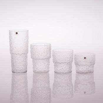 TAPIO WIRKKALA, GLASSERVISDELAR, 20 delar, "Paadar", Iittala, 1970-tal.