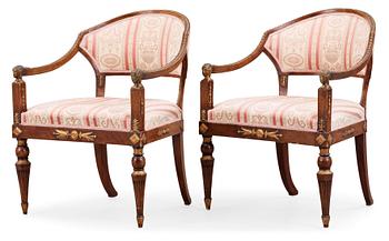 676. A pair of late Gustavian armchairs in the manner of E. Ståhl.