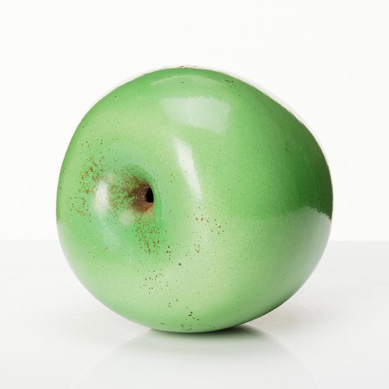 Hans Hedberg, a faience sculpture of a green glazed apple, Biot France.
