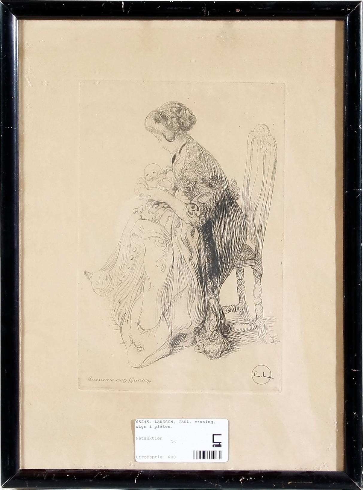 LARSSON, CARL, etsning, sign i plåten.
