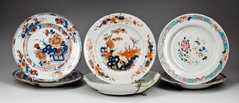 TALLRIKAR, 6 st, porslin, mest Qianlong, Kina, 1700/1800-tal.