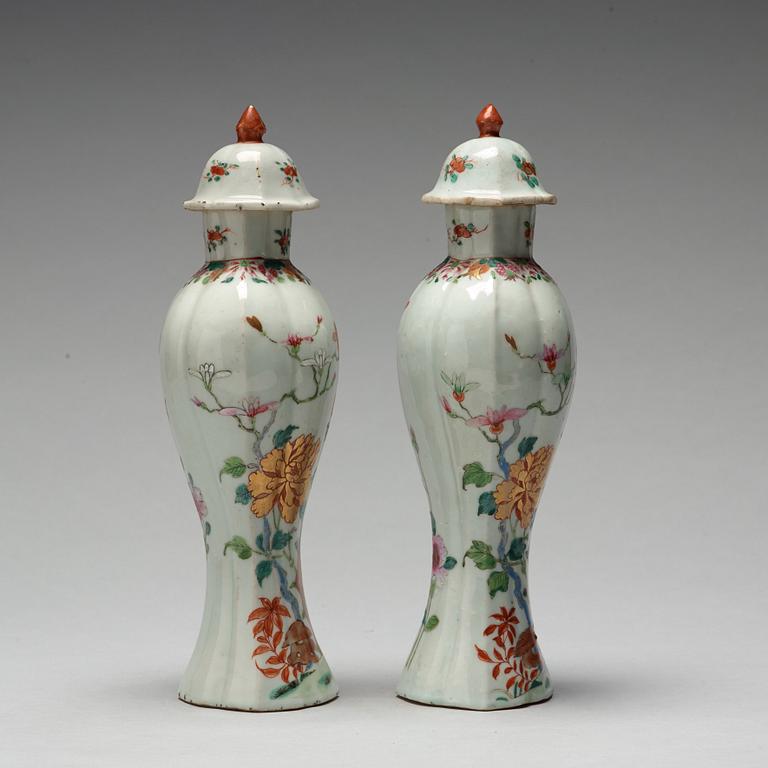 A pair of famille rose vases, Qing dynasty, Qianlong (1736-95).