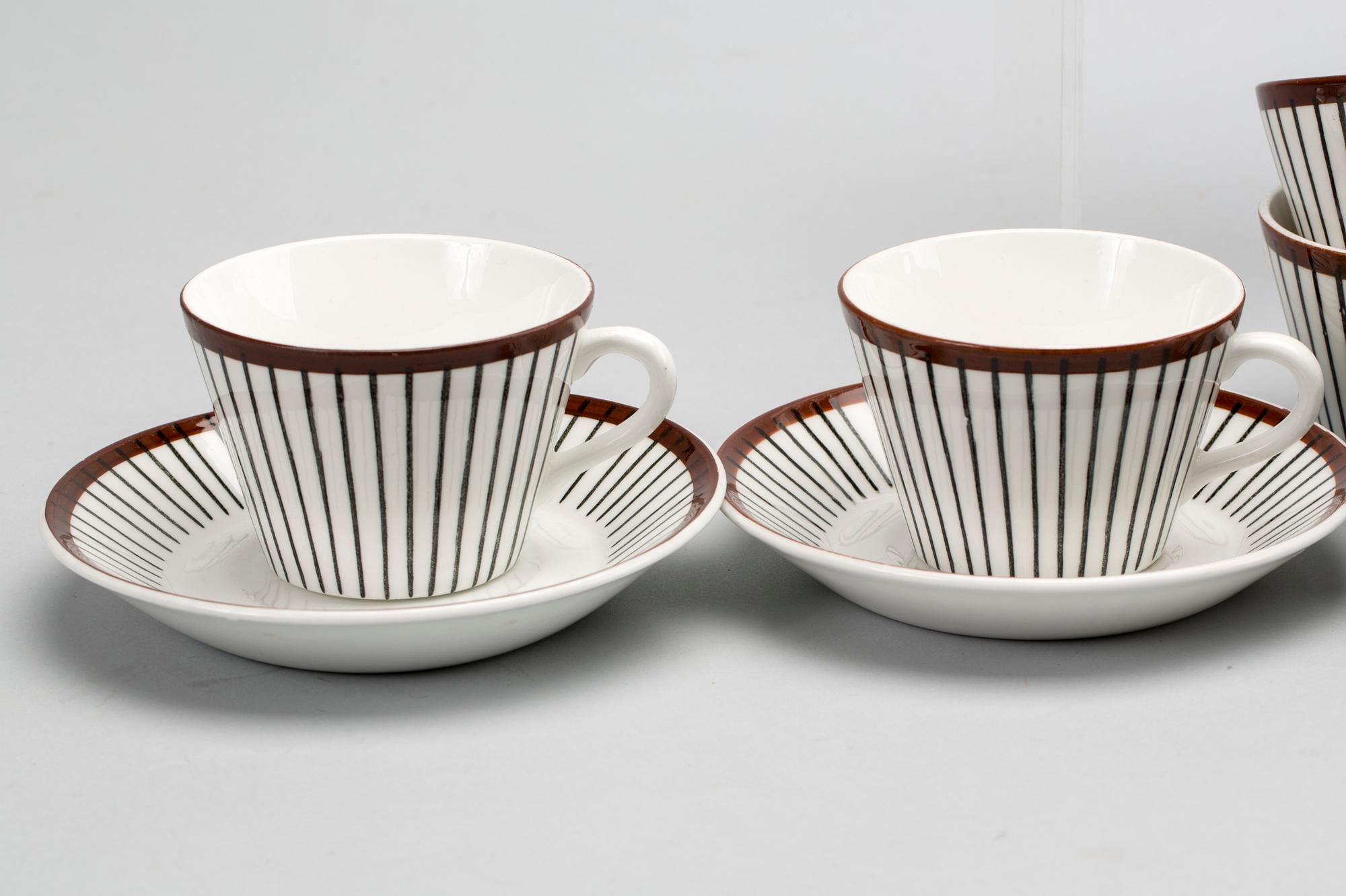 KAFFESERVIS, 18 st +2 st, flintporslin, "Spisa Ribb", Stig Lindberg, Gustavsberg.