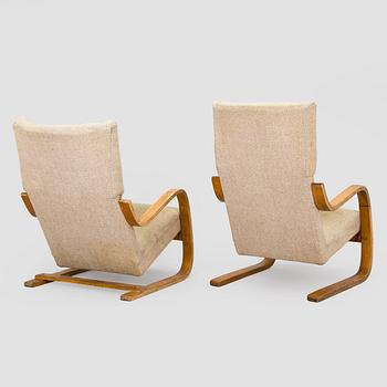 Alvar Aalto, Fåtöljer, 2 st, modell A35 och A36 O.Y. Huonekalu- ja Rakennustyötehdas A.B. 1940/1950-tal.
